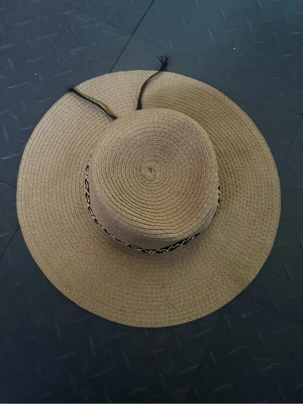 ✨☀️Furtalk Women’s Classic Black Gold Accent Woven Wide Brim Beach Hat